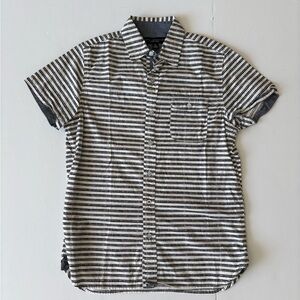 Truth Substance Men's Short Sleeve Striped Button-Up Shirt - Black & White Small